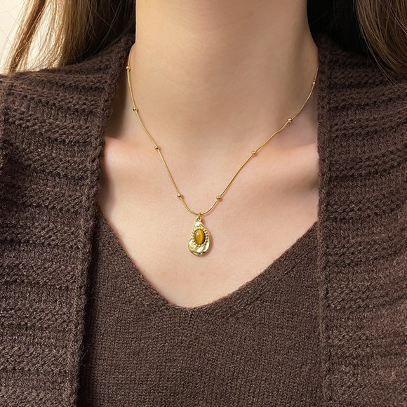 GOLICC Irregular Tiger Eye Stone Necklace - Picture 8 of 10